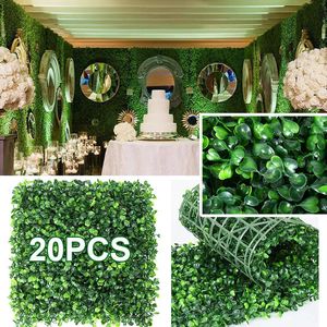 Juldekorationer 61020pcs Artificial Plants Grass Wall Bakgrund Blommor Bröllop Boxwood Hedge Panels för inomhus Home Home Garden Decor 231205