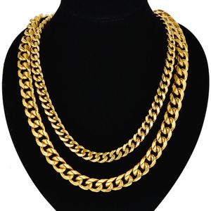 Chokers Hiphop Men's Thick Necklace Gold Stainless Steel Heavy Miami Curb Cuban Chain Men's Necklace Men's Jewelry 231205