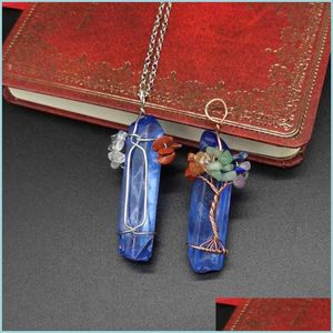 Anhänger-Halsketten Amazon Explosion Kreative Original-Stein-Kristallsäule, handgewickelt über der Crimp-Seven-Pp-Halskette. Drop Deliver Dh8Ch