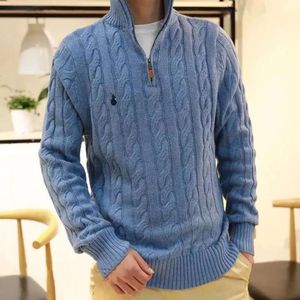 Designer de suéter masculino pólo meio zíper com capuz de manga longa de malha de malha torce