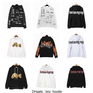 2024 neue Herren Damen Hoodies Sweatshirts Palmen // Engel Männer Kapuzen Herbst Winter Graffiti Buchstaben Damen Lose Street Lovers Plüsch Hoodie BLAU Orange UWFW