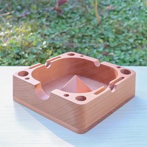 Wooden Ashtray Manual Retro Decorative Living Room Desktop Ashtrays Coffee Table Ash Tray Home Cigarette Container Jar Ash Tray Tobacco Plate Smoking Cup Holder