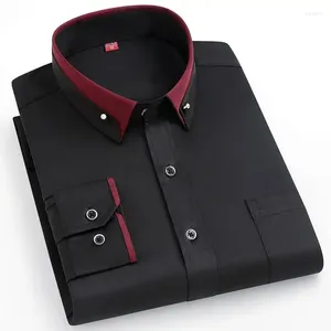 Camisas de vestido masculinas camisa de boa qualidade primavera outono manga longa moda masculina formal botão para baixo colarinho anti-rugas