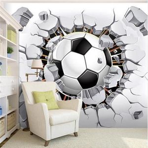 Anpassad väggmural tapet 3D Soccer Sport Creative Art Wall målning vardagsrum sovrum tv -bakgrund PO Wallpaper Fotboll293h