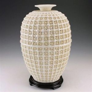 Rare Oriental antique handmade dehua ceramic hollow out big vase256x