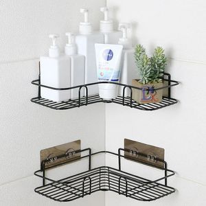 Bathroom Shelves Corner Storage Wall Mounted Rack Shampoo Holder Iron Shower Drain Basket PunchFree Organizer Bath Accessories 231205