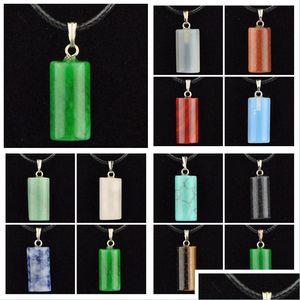 Pendant Necklaces Sier Stone Necklace Jewelry Natural Statement To Circle Rose Quartz Crystal Leather Drop Delivery Pendants Dhmpt