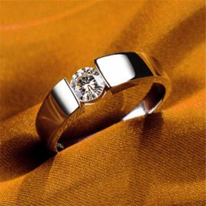 Solides Platin PT950 Weißgold 0,5 CT 5 mm runder D-Moissanit-Diamantring Damen-Verlobungsring248G