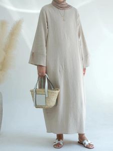Etniska kläder hösten abaya dubai kalkon muslimsk skrynklig bomullstyg lösa vinterklänningar för kvinnor islamiska kläder ramadan kaftan hijab