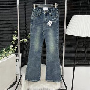 Designer-Schlaghosen, Designer-Jeans für Damen, bestickte Buchstaben-Denim-Hose, modische lange Hip-Hop-Hose