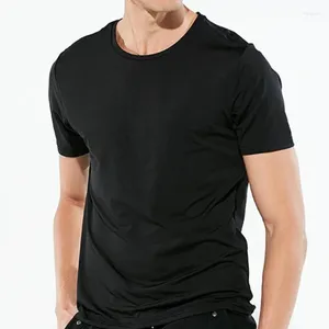 Abiti da uomo A2621 Camicie Quick Dry Sport Uomo Tempo libero Nero Maniche corte Casual T-shirt in seta di ghiaccio Solido sciolto