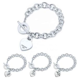 New Heart-shaped Bracelet S925 Sterling Silver 11 Womens Bracelet Tf Style Buckle Pendant Rose Bright MOVE BRACELET G220510238A
