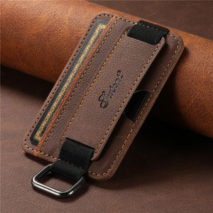 Wristband Litchi Grain Leather Case for iPhone Samsung LG Nokia Google Xiaomi Redmi Motorola Sony Cellphone Universal Ring Holder Card Slot Wallet Bracket Shell