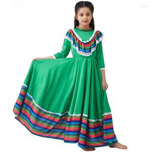 Sahne Giyim 1 PCS/LOT Meksikalı Kız Dans Dans Dress Çocuklar Cadılar Bayramı Performans Halk