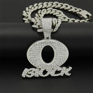 Collane con ciondolo Collana Hip Hop con lettera Q di cristallo grande con bling ghiacciato 13mm larghezza Miami catena cubana gioielli con fascino di moda Dro192l