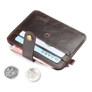 محفظة العملة المغناطيس القصير Bifold Men Wallet Super Slim Simple Vintage PU Leather Card Card2451