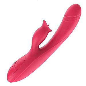 Seks Oyuncak Masajı G Spot Vibratör Gül Dildo Klitoris için 10 Güçlü Titreşim İkili Motor Oyuncak