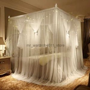 Crib Netting Old-Fashioned Tatami Square Top Bed Curtain Three-Door Court Floor Mosquito Net Bedside Princess Room Voile Q231205