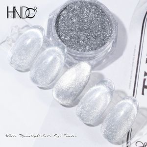 Acrylic Powders Liquids HNDO Silver Cat Eye Magnetic Powder Bright White Glitter Nail Art 3D Effect for Manicure Design Fine Particles Pigment Dust SD46 231204