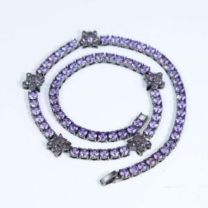 Теннис график хип -хоп теннисные цепи Мужские ожерелья весенняя пряжка фиолетовая настоящая золотая капля доставка ювелирных украшений Pendan dhz1o 5mm