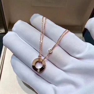 fashion love Clavicle Necklace jewelry men women double chain circle pendant for lovers designer necklaces couple gift221p