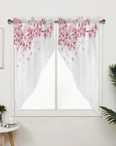 Cortina rosa flor cerejeiras branco janela tratamentos cortinas para sala de estar quarto decoração casa triangular