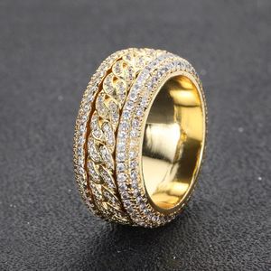 Rotatable diamond Gold silver ring hiphop couple moissanite ring for men and women