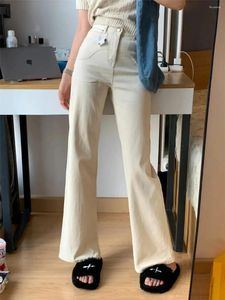 Jeans da donna Pantaloni larghi coreani vintage da donna a gamba larga beige Pantaloni larghi in denim casual taglie forti a vita alta larghi Chic Ulzzang