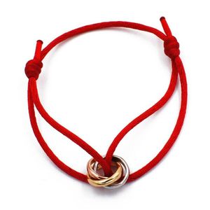 Rostfritt stål Trinity Ring String Charm -armband Tre ringar Handband Pararmband för kvinnor Män modedesigner smycken 305h