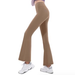 LU-2023 Yoga Schlaghose Groove Sommer Damen Hohe Taille Slim Fit Bauch Schlaghose zeigt Beine lang Fitness Netz Rot Mode