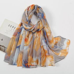 Scarves Women Floral Viscose Scarf Lady Printed Soft Voile Islam Shawls And Wraps Female Foulard Woman Long Thin Headscarf Hijab