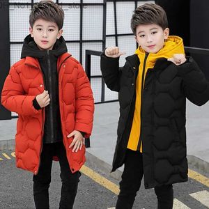 Para baixo casaco 4 6 8 10 12 14 anos grandes meninos jaqueta outono inverno engrossar quente adolescente crianças jaquetas moda estilo longo zíper com capuz meninos casaco q231205