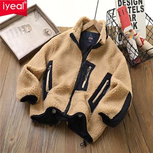 재킷 Iyeal Kids Boys Fleece Coat Autumnwinter Lamb Top Thickened 따뜻한 따뜻한 231204