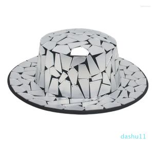 Berretti Spot Drill Cupola Cappello Piatto Wafer Lente Decorativa Moda Fedora Cappelli Uomo Donna Spettacolo Teatrale Berretto in Feltro