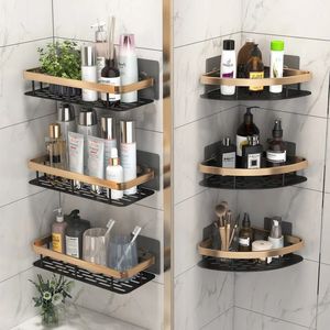 Bathroom Shelves PerforationFree Toilet Aluminum Alloy Shelving Wall Mounted Toiletry Station Triangular Storage Rac 231204