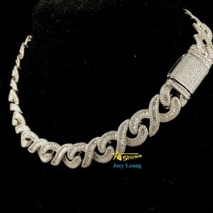 Passera diamanttestare VVS Moissanite Diamond Solid 925 Silver 15mm Baguette Snake Chain Iced Out Cuban Link
