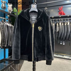 New Designer Tech Jackets Winter Mink Plush Jacket Men Women Hooded Coats Fashion brand Couple Cashmere Coat Little Bear stamping Outwear mens down jacket