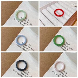 Cluster Rings Korean Style Accessories Acetic Acid Round Finger Ring Imitation Jade Personality Resin Vintage Jewelry