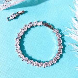 Classic fashion 18K Gold Plated Tennis bangle Link Chain Gemstone Charm bracelet Wedding Bracelets With high-end gift Accessories 237u