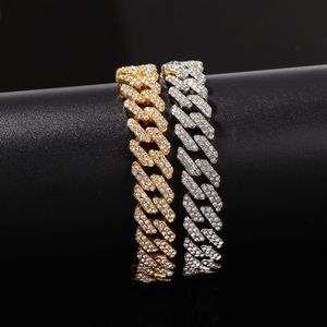 Mens Hip Hop Gold Bracelets Biżuteria Breazę Bracelety Rose złoto Srebrne Miami Cuban Link Bransoleta 236G