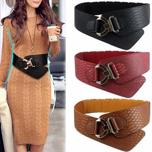 Andra modetillbehör Elastiska kvinnors brett bälte Fashion Cinch Belt Cummerbund Lämplig för klänningrockmetall Litchi Mönster breda midjabälten 231205