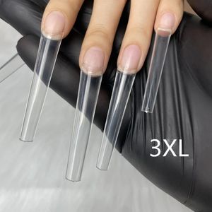 Unghie finte 500 pezzi 3XL XXL Bara dritta a spillo forma quadrata Easy French XXXL Trasparente Press On Nail Art Tips Salo 231204