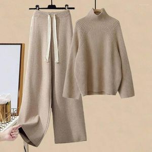 Frauen Zweiteilige Hosen Imitationen Nerz Kaschmir PCs Frauen Pullover Set Lose Gestrickte Jumper Hose Trainingsanzug Mode Warme Dame anzug