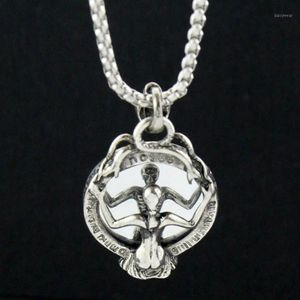 Cool Vintage Skeleton Magic Mirror Alloy Pendant Halsband Mens smycken Punk Rock Skull Style Charm Neckor 1239R