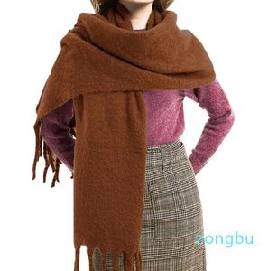 Scarves Scarf Gloves Set Hat Autumn And Winter Coarse Fringed Circle Sand Solid Color For Women Men