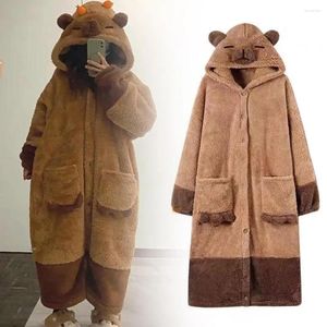 Homens sleepwear pijamas de inverno bonito capybara camisola coral veludo solto de uma peça macia de pelúcia macacão kawaii casa wear terno feminino