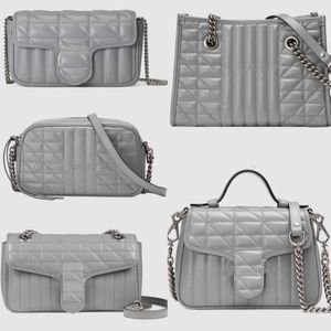 Frau Designer Taschen Kette Handtaschen Umhängetasche Berühmte Marken Handtasche Dame Echtes Leder Grau Weiß Schwarz Marmont Cross Body