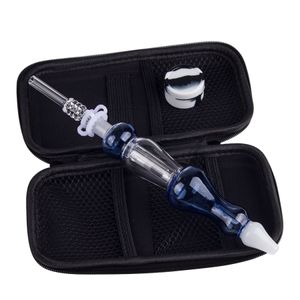 CSYC NC034 Dab Rig Smoking Pipes Bag Set Colorful Calabash Style About 6.81 Inches Tube Glass Water Bong 10mm Titanium Quartz Ceramic Nail Clip Dabber Tool Silicon Jar