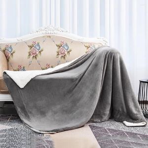 Scarves Double Side Grey Flannel Fleece Blanket Lightweight Simple Bedspread For Adult Children Home Office