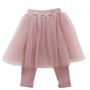 Byxor 2023 flickor baby lager mesh tutu kjolar leggings barn mode vackra byxor kläder